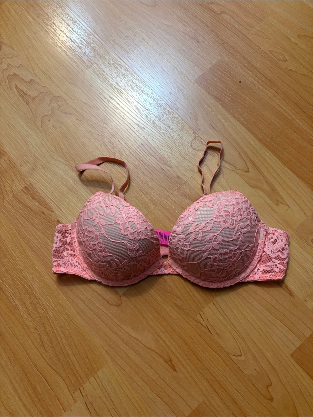 La Senza Orange Lace Remix Push-Up Plunge Bra